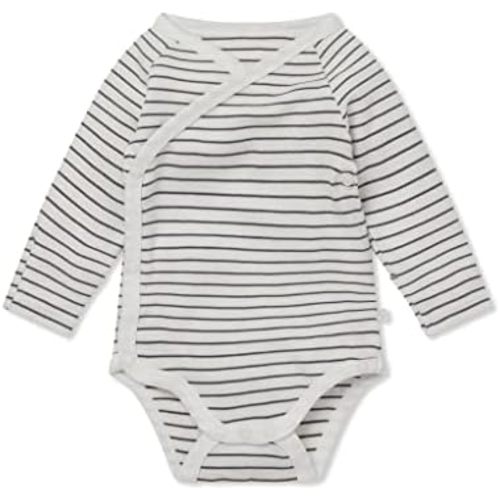 MORI Baby Long Sleeve Kimono Bodysuit for Boys and Girls - Viscose from Bamboo - Infant Romper with Nickel Free Poppers