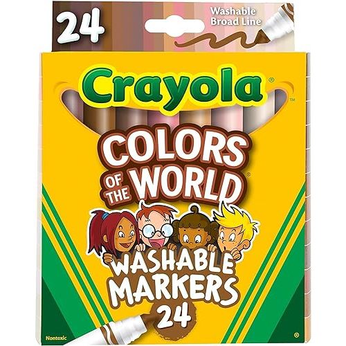 Crayola Colors of The World Markers (24 Count), Skin Tone Markers for Kids, Coloring Book Supplies, Skin Colored Markers, Gifts for Kids