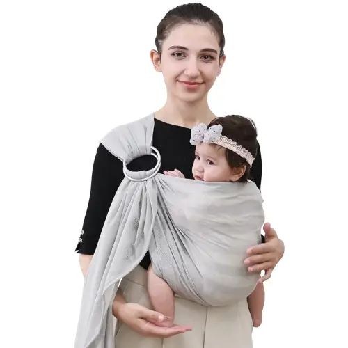CUBY Water Baby Sling Carrier Lightweight Breathable Mesh Baby Wrap Carrier Adjustable Ring Sling Quick-Drying Baby Slings Newborn Toddler Summer Swimming Pool Beach (Light Gray Stripe, Baby Sling)