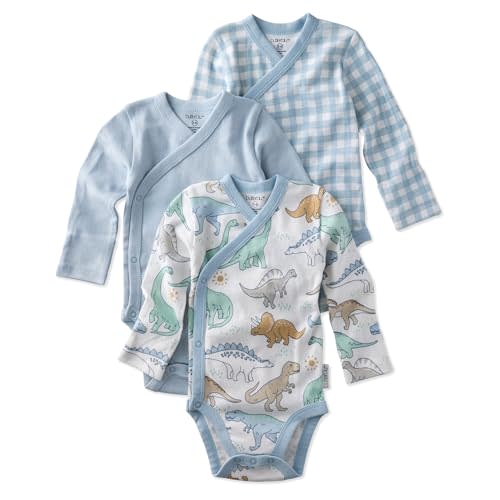 Baby Sterling 3-pack Kimono Bodysuits 100% Organic Cotton Side Snap for Baby Boys & Girls