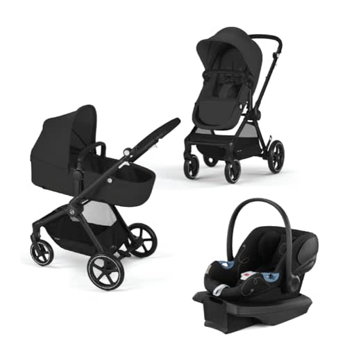 Cybex EOS 5-in-1 Travel System Stroller + Lightweight Aton G Infant Car Seat, Moon Black