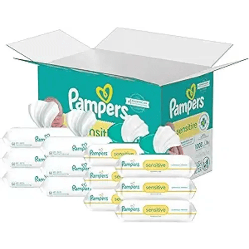 Pampers Sensitive Baby Wipes, Water Based, Hypoallergenic and Unscented, 18 Flip-Top Packs (1008 Wipes Total) [Packaging May Vary]
