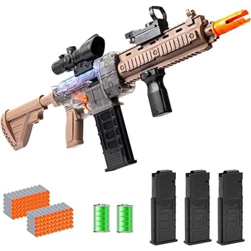 Realistic Toy Gun for Nerf Guns Darts, Foam Blaster - with Scope 100 Soft Bullets 3 Magazines, Semi-Auto Sniper Rifle Electric M416 Machine Guns for Boys 6-12 Age Kids and Adults