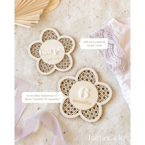 Wooden Flower Lattice Milestone Cards  Custom Name Set  - Etsy