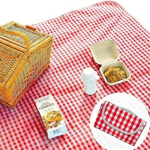 Cute Gingham Picnic Blanket, Waterproof Foldable, in Large 80x60in and Extra Large 80x80in, Portable Compact Beach Blanket, Oversized XL Outdoor Mat (Red, X-Large)