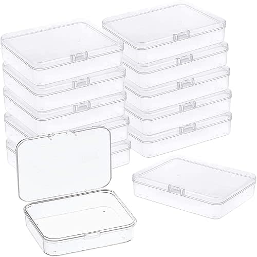 MFDSJ 6 Pcs Mini Plastic Storage Containers Box with Lid, 4.5x3.4 Inches Clear Rectangle Box for Collecting Small Items, Beads, Game Pieces, Business Cards, Crafts Accessories