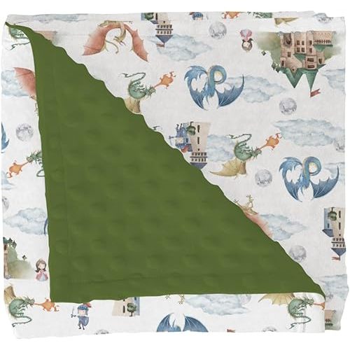 Mantas de bebé de dragón y caballeros de cuento de hadas para niñas y niños, dragones de fantasía, castillo de princesa, suave respaldo de visón, manta de doble capa para bebé, cuna, nubes de luna