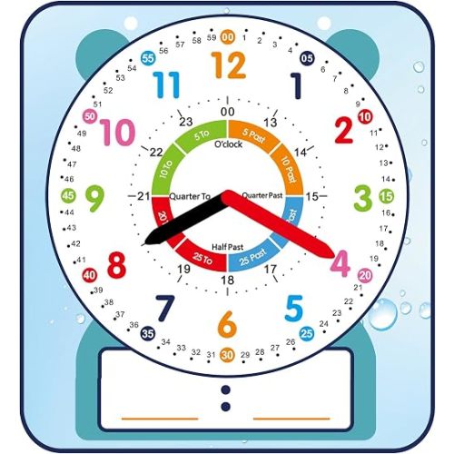 ANCOMEDO Large 12" Magnetic Writable Dry Erase Teaching Clock,Teaching Demonstration Clock for Kids Learning Time with Cute Style for Home School Classroom Supplies(12" x 11")