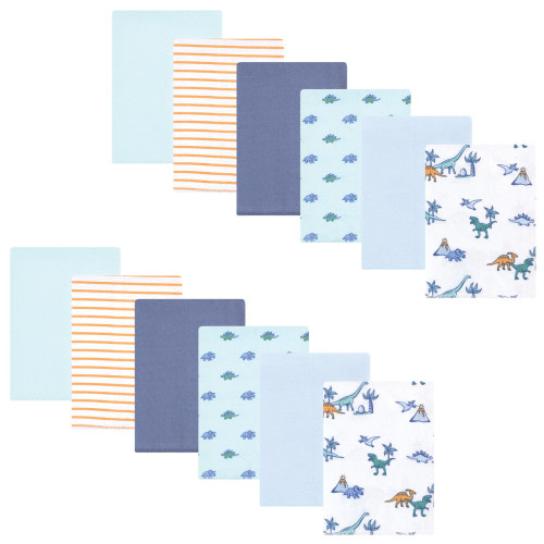 Hudson Baby Cotton Poly Flannel Burp Cloths Bundle, Pastel Dino