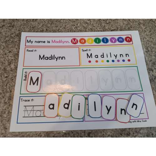 Dry Erase Name Tracing Practice Mat for Homeschool Preschool Kindergarten, Busy Book, Montessori Activity to Learn to Spell and Write Name