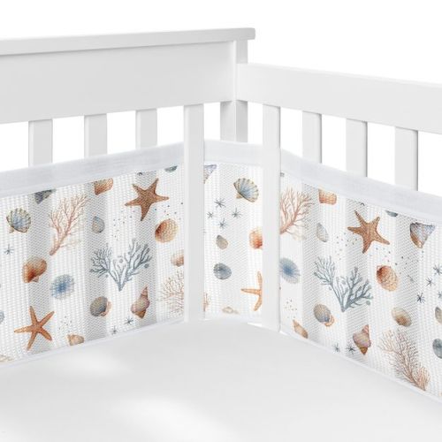 Sweet Jojo Designs Boy, Girl, Unisex/Gender Neutral BreathableBaby Breathable Mesh Crib Liner Baby Nursery Seashells Multicolor