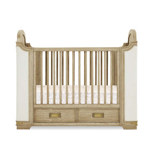Bellini Paris 4-In-1 Convertible Crib With Underdrawer - Whitewash Ash With Lace