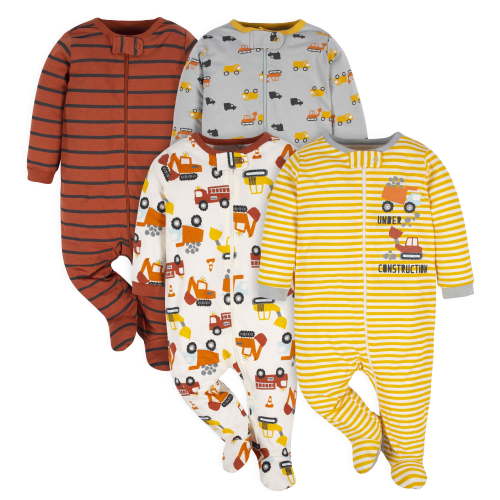 Gerber Baby Boy Sleep 'N Play Footed PJs, 4-Pack, Preemie - 6-9 Months