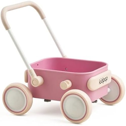 PULA Baby Push Walker with Wheels Toddler Wagon for First Learner Baby Toys 6-12 Months, 1 Year Old Birthday Gifts, Indoors and Outdoors (Pink)