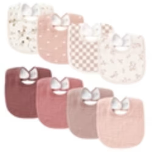Konssy Baby Cotton Bibs 8 Pack In Mauve Color