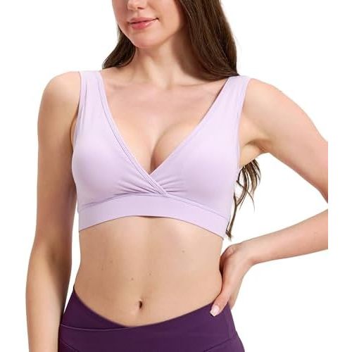 netdraw Padded Bamboo Viscose Nursing Sleep Bra, Lightweight Soft Crossover Wireless Breastfeeding Lounge Maternity Bralette