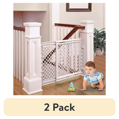 (2 pack) Toddleroo by North States Stairway Secure Baby Safety Gate, 27"-41", Soft White