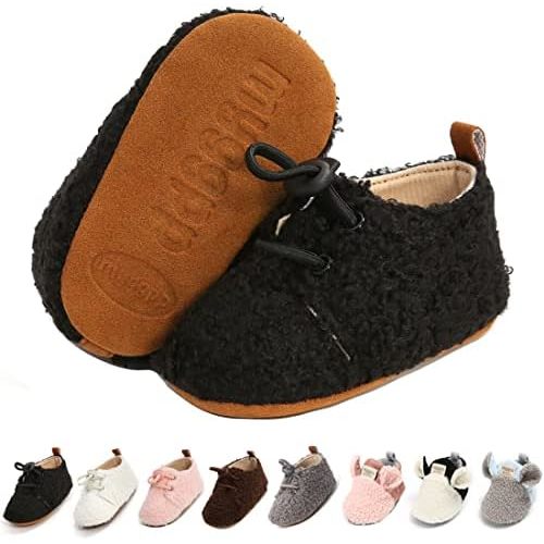 Ohwawadi Infant Baby Boys Girls Slippers Cozy Fleece Booties Soft Bottom Warm Cartoon Socks Newborn Crib Shoes
