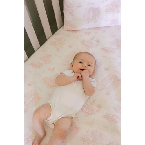 Spring Toile Pink Fitted Crib Sheet