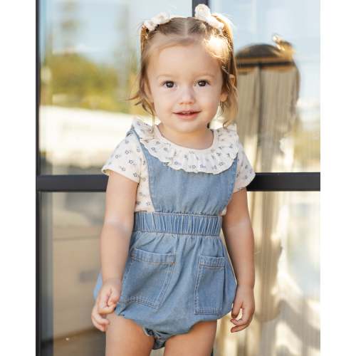 Denim Romper Washed Blue