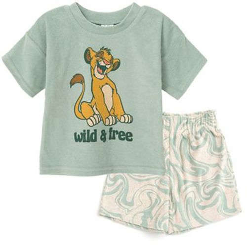 Disney Lion King Simba Toddler Boys French Terry T-Shirt and Shorts Outfit Set Green 2T