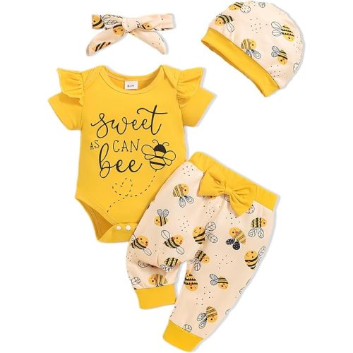 Newborn Baby Girl Clothes Infant Outfits Summer Romper Floral Pant Sets Hat Headband