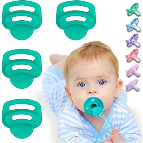 4 Pack Silicone Pacifier Clip Adapter Ring for Philips Avent Soothie, 100% Food-Grade Silicone Binky Clips Holder Adapter Rings Competible with Soothie, BPA-Free Soft Flexible Safe Durable, Green