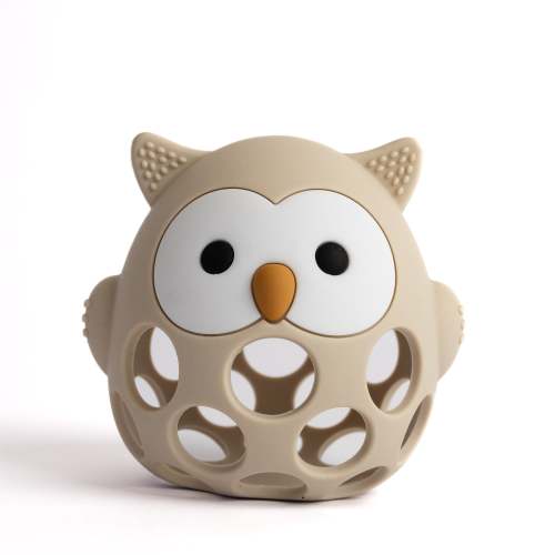 Soothe & Feed Ollie the Owl Silicone Teether Toy - Macadamia