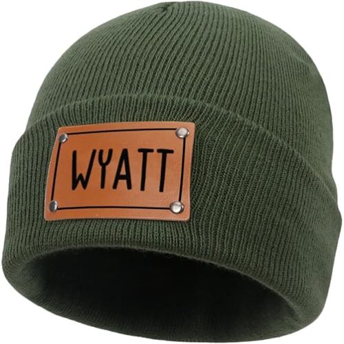 Custom Toddler Baby Beanies, Mama Mini Matching Hats, Leather Patch Baby Knit Hats, Winter Beanies for Infant, Kids Adults