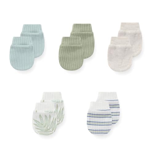 JELYLOVE 5 Pack Unisex New Born Boy Girls Anti Scratch Mittens Cotton Soft Baby Gloves 0-3 Months Infant Essentials