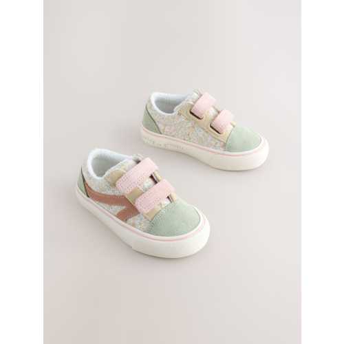 Sage Green Floral Wide Fit (G) Touch Fastening Trainers