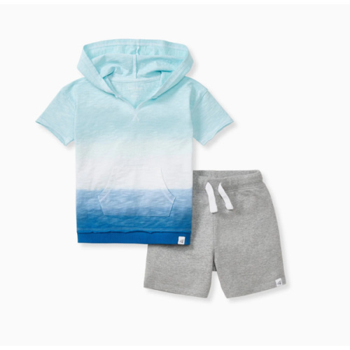 Double Dip Dye Baby Boy Hooded Top & Shorts Set