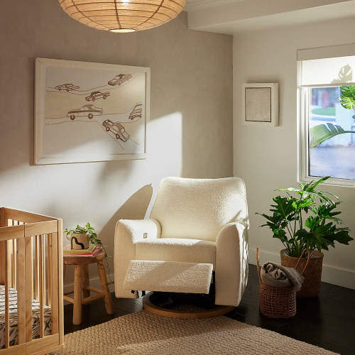 Babyletto Sunday Shearling Swivel Glider Power Recliner