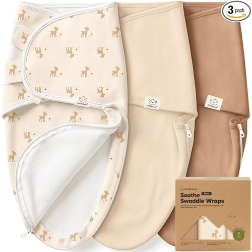 KeaBabies Newborn Swaddles with Zippers - 3-Pack Baby Swaddle Sleep Sacks 0-3 Months, Infant, Baby Girls, Boys, Soft & Durable Sleep Sack Newborn, Easy Diaper Change Swaddling Blanket (Lil Fawn, OS)