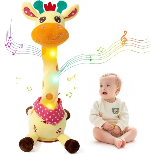 Emoin Dancing Giraffe Toy, Tanlking Giraffe Toys Musical Mimicking Toy, Singing 10 Pcs Songs for Baby Boys Girls, Repeating What You Say, Sing+Dancing+Recording+LED