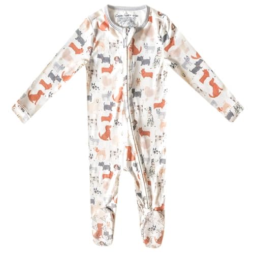 Copper Pearl Zip-Up Footie Baby Pajamas: Ultra-Soft Boys Pajamas and Girls Pajamas, Premium Knit Fabric in Stylish Prints, Tag-Free with Two-Way Zipper, Sized Newborn to 24 Months, Rufus