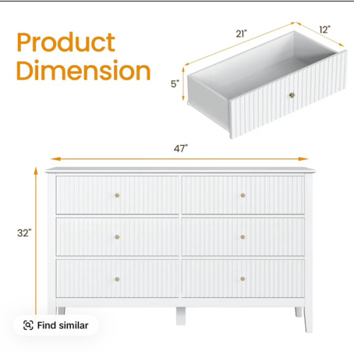 【Summervibes】RoyalCraft Mordern 6 Drawer Dresser, Fluted Nightstand with 3 Drawers, Wood Storage Organizer, Wide Chest of Drawers for Closet, Large Storage Cabinet and TV Stand for Living Room,Bed Room,Hallway, Entryway. - TikTok Shop