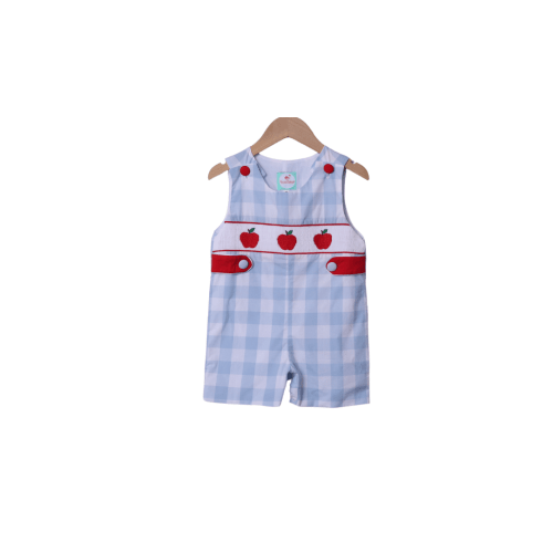 Smocked Apple Red/Blue Gingham Jon Jon