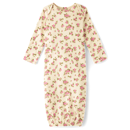 Baby Girls Floral Sleeper Gown - Pink