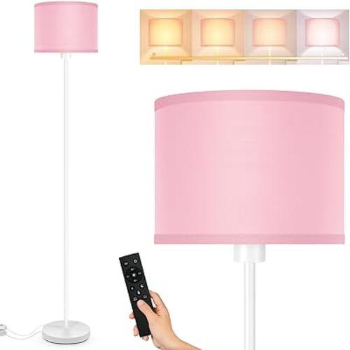 Floor Lamps for Living Room, Stepless Dimmable Floor Lamp with Remote, 2700K-6500K Colors Temperature & Brightness Adjustable,10W/1200LM LED Pink Floor Lamp, Modern Standing Lamp for Girls Bedroom