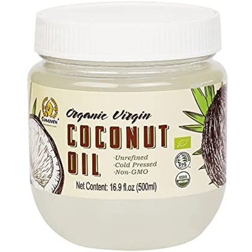 SUNGIVEN Organic Cold-Pressed Virgin Coconut Oil, 16.9 Ounce | USDA Organic, Non-GMO, Fair Trade | Vegan, Keto, Paleo | Fresh Coconut Flavor and Aroma for Cooking & Healthy Skin and Hair, Product Of Sri Lanka