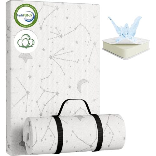 YENING Breathable Pack and Play Mattress Pad 38x26 Waterproof Baby Mattress for Pack N Play Matress Topper Waterproof with Strap