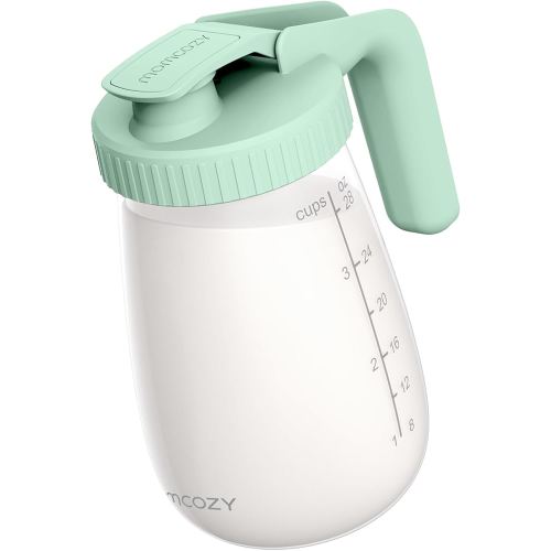 Momcozy Breast Milk Pitcher, Resistant to Heat and Cold Abrupt Temp Swings, No Leak Glass Breast Milk Fridge Storage Container with Wide Mouth, Fast Baby Formula Maker, Green