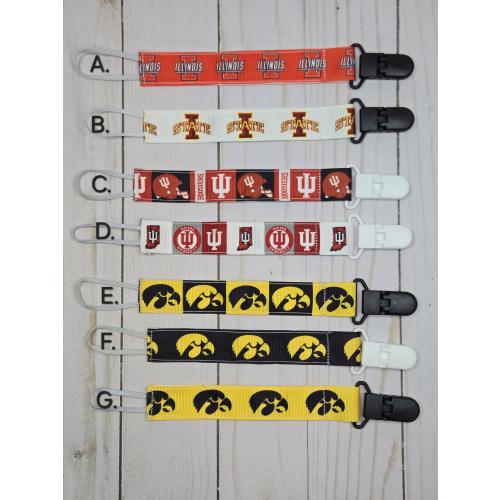 College Pacifier Clip / Baby shower gift / fabric pacifier clip / handmade baby present /