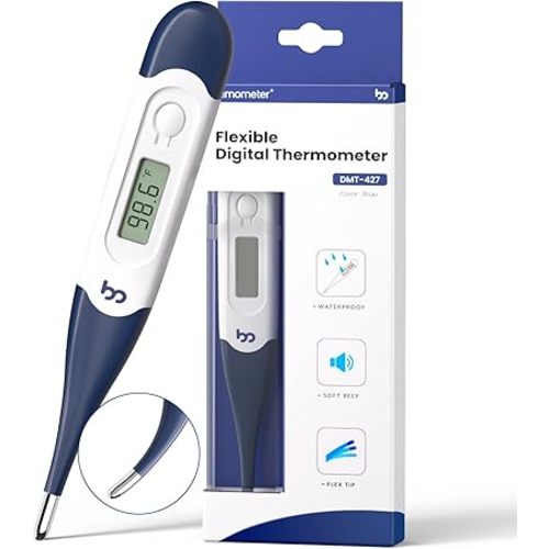femometer Oral Thermometer for Adults and Kids, Fast Accurate Oral, Underarm & Rectal Digital Thermometer with Flexible Tip, Navy Blue