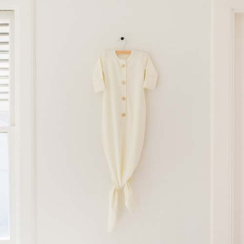 Organic Newborn Knotted Gown - Pearl