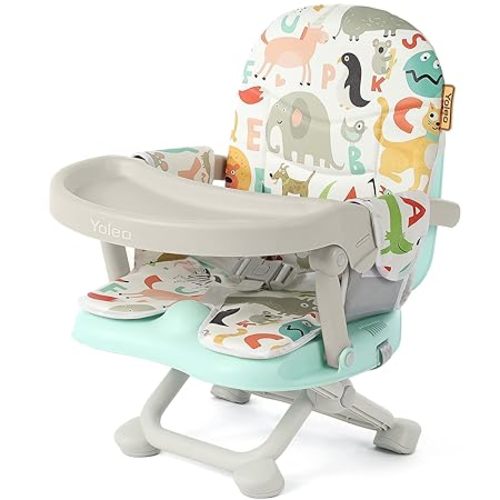 YOLEO Baby High Chair Booster Seat for Dining Table, Foldable High Chairs with Adjustable Heights, Travel Booster Seat with Removable Tray