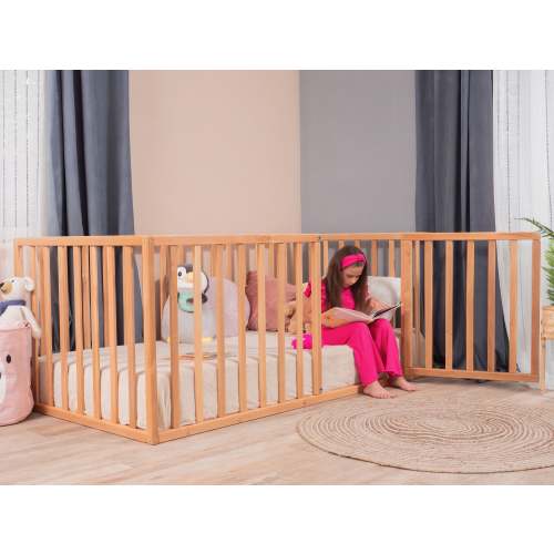 Montessori wood toddler floor bed with extended rail (Model 6.3/20)