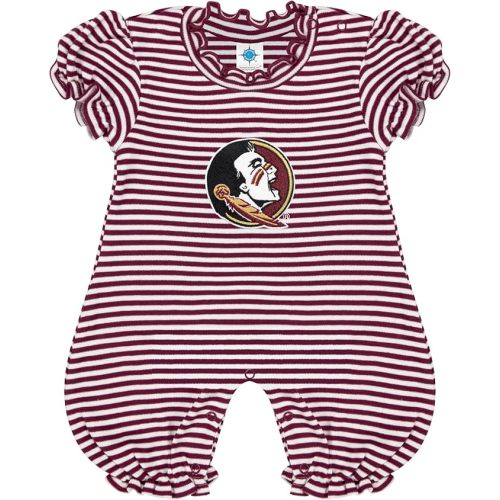 Creative Knitwear College Baby Striped Puff Sleeve Romper - Team Logo, Many Colors, for Girls (Newborn-12 Months)