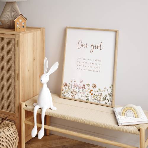 Nursery Wall Art | Girl Nursery Decor Flower Print | Baby Room Wall Decor Boho Style | Baby Shower Gift Idea | Our Girl Print | Wall Decor